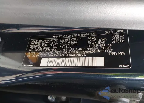 2015 Volvo Xc60 T6/Premier from USA, damaged, VIN YV4902RB5F2577110